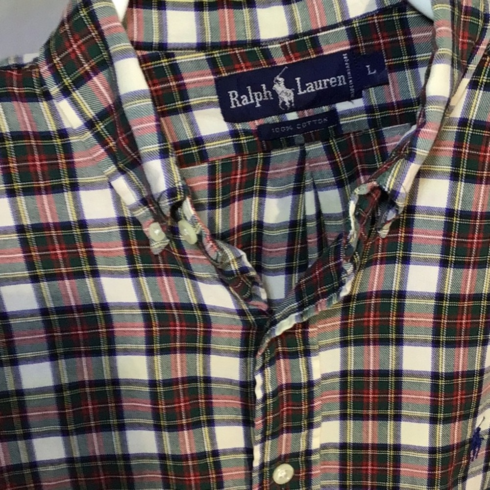 Ralph Lauren purple label men's L tartan plaid button down shirt - Picture 2 of 9